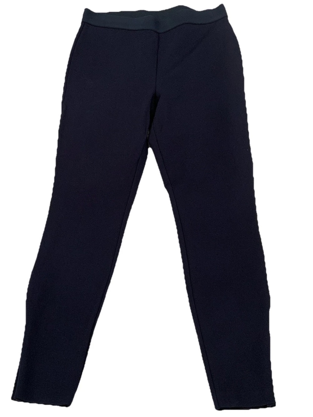 Talbots Elastic Waist Pull On Ponte Pants Navy Blue Size 10 Zip At Ankle Preppy